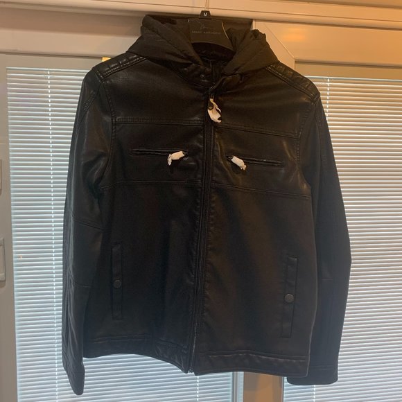 NWT Marc Anthony Leather Jacket with Detachable Hood Size M - Picture 1 of 15
